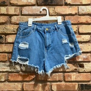 SHEIN Blue Distressed Jean Shorts